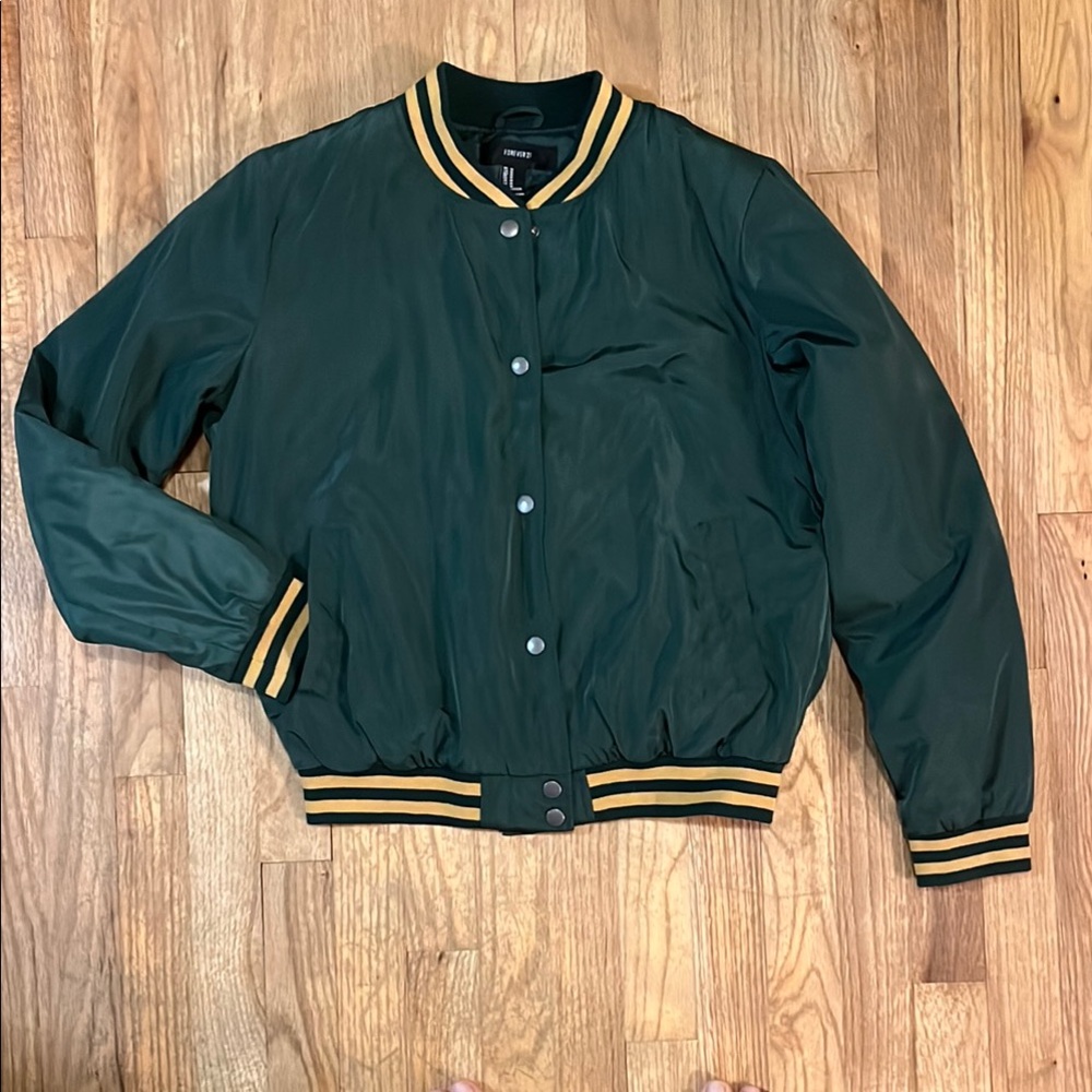Forever 21 Green and Yellow Bomber Jacket